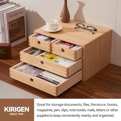 Natural Wooden Desktop Organizer with 3 Drawers I779