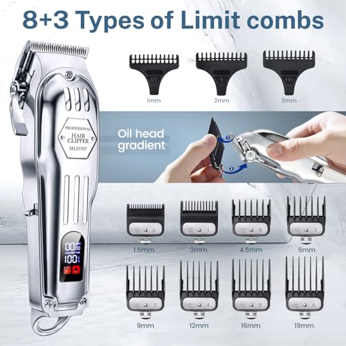 Hair Clippers for Men, Cordless Barber Kit with LCD Display E329