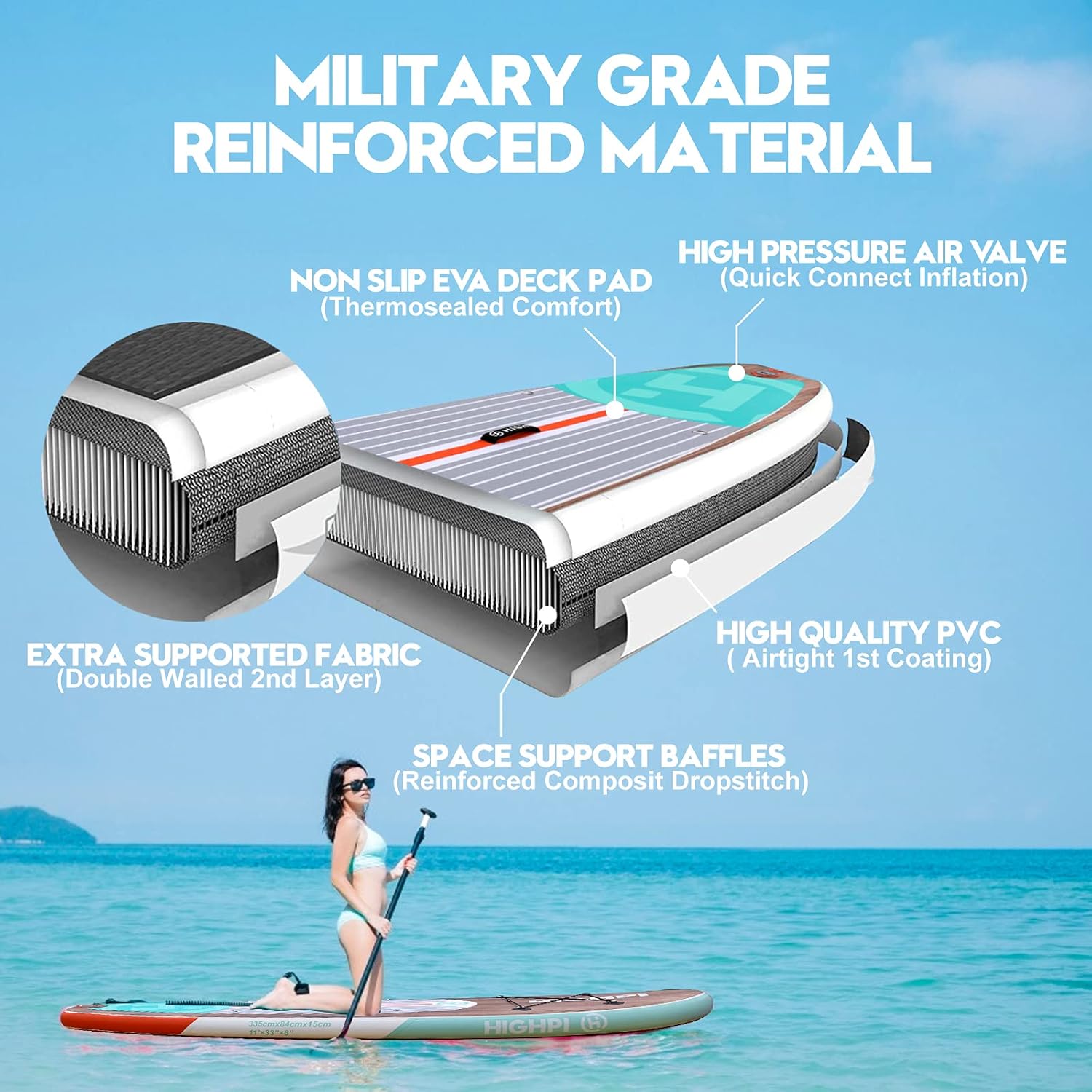 Inflatable Stand Up Paddle Board with Backpack, Paddle and Pump S749