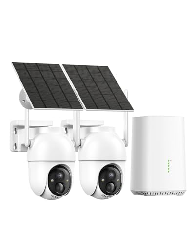 Wireless Outdoor Security Cameras 2 Cam Kit, Solar Powered, 360° View, 2K Night Vision N1071
