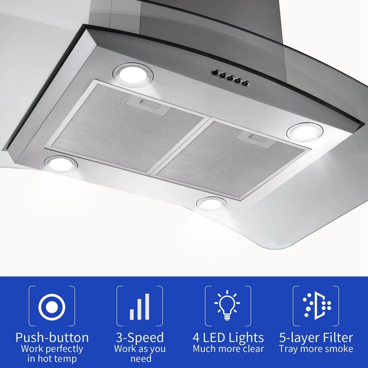 Island Range Hood 36 inch Kitchen Extractor Fan L438