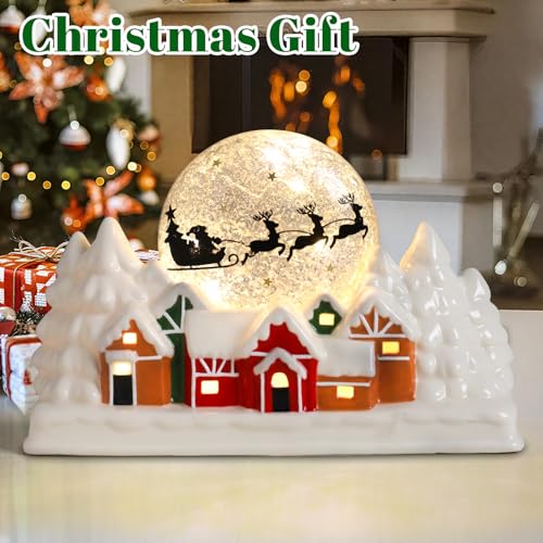 Ceramic Christmas Houses with Warm LED Light Y89884
