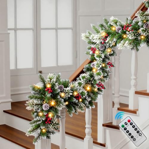 9ft Christmas Garland with Multicolor LED Lights and Remote Control F27550