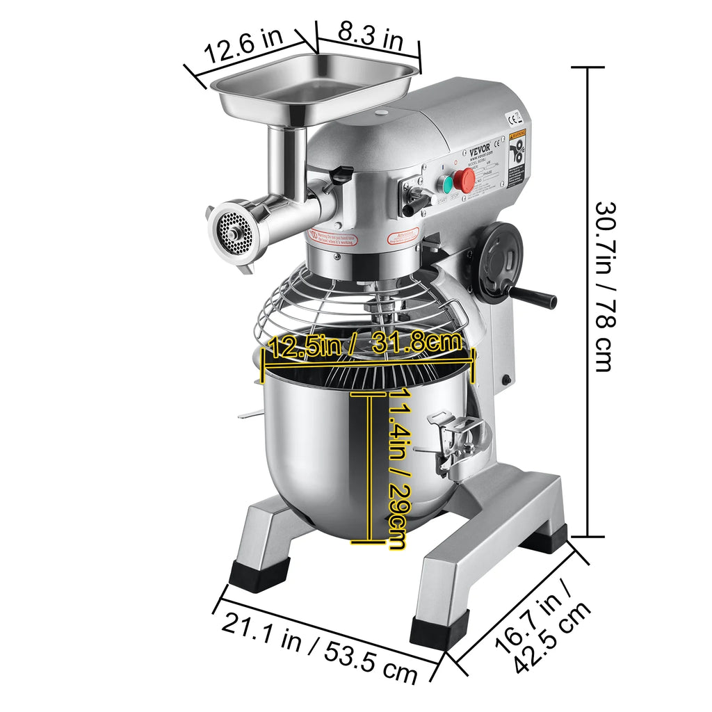 20Qt Stainless Steel Bowl Stand Mixer with Meat Grinder, 3 Speeds M7949