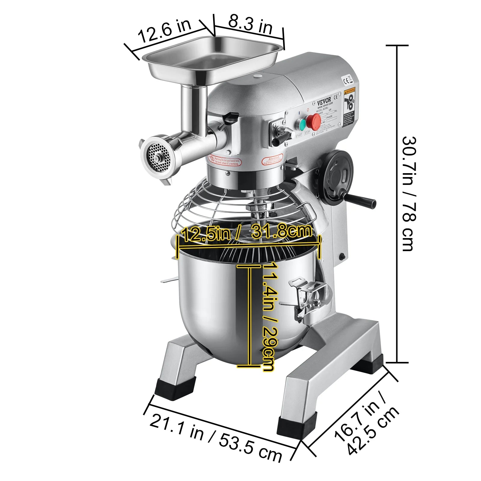 20Qt Stainless Steel Bowl Stand Mixer with Meat Grinder, 3 Speeds M7949