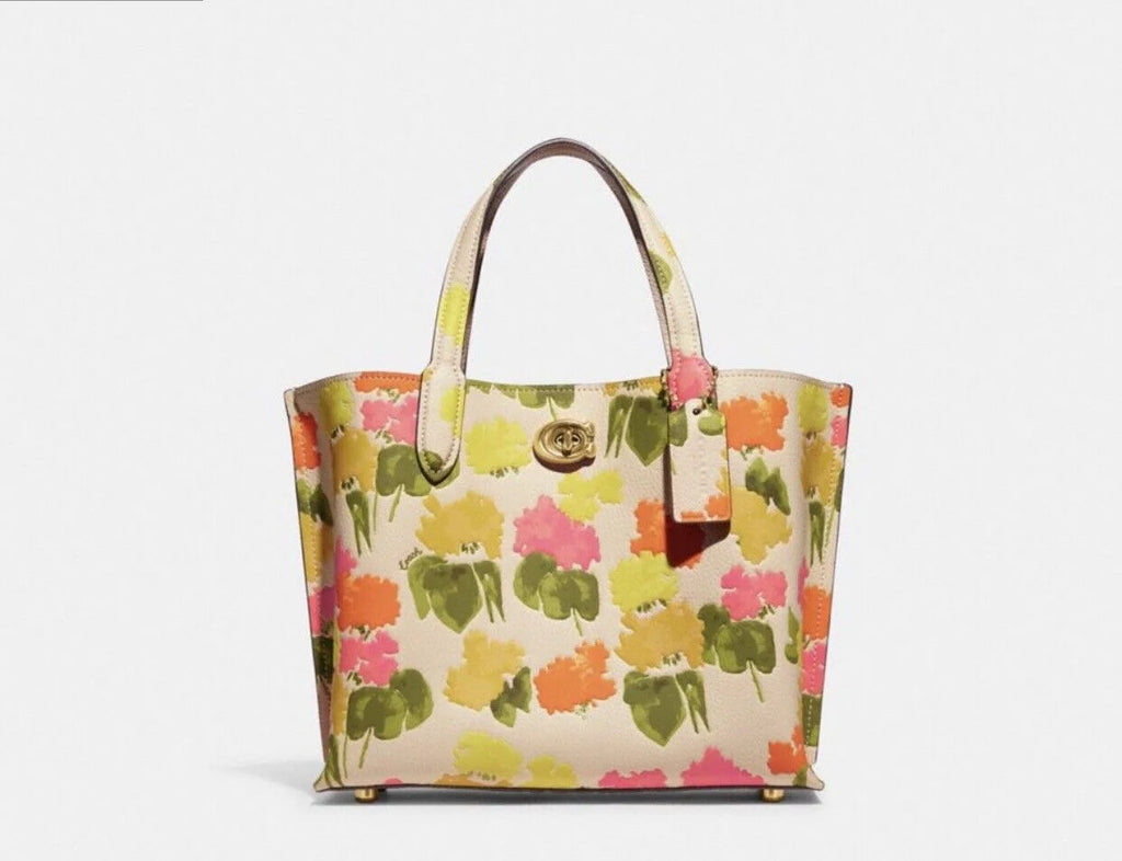 Floral Printed Leather Tote 24 V807416