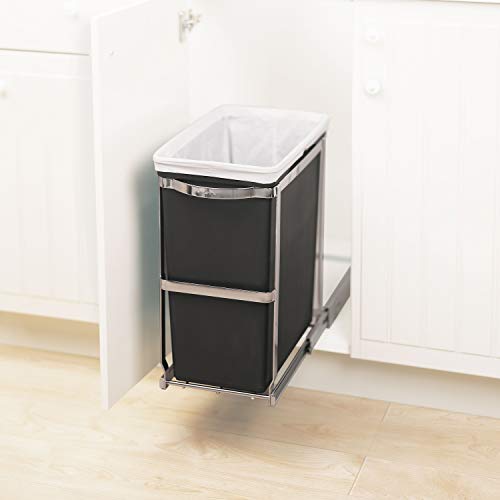 Dual Compartment Under Counter Recycling Bin and Trash Can K595