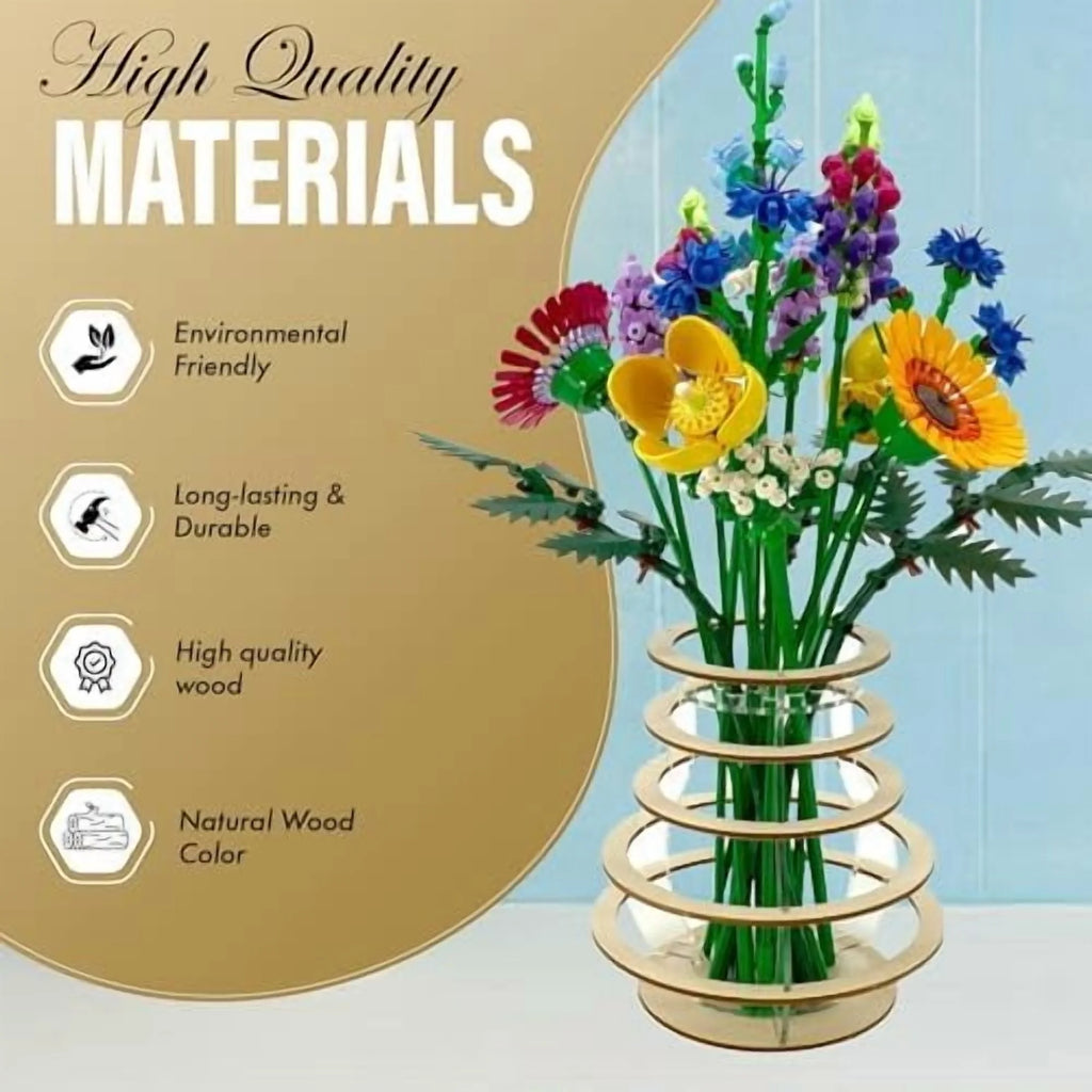Wooden Vase for Lego Flower Bouquet Building Set W46104