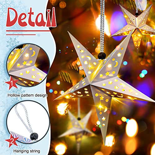 20 Set Christmas Paper Star Lanterns with LED Lights Hanging Decor N8251
