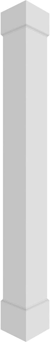 Ekena Millwork 10"W x 9'H Premium Square Non-Tapered Smooth PVC Endura-Craft Column Wrap Kit, Standard Capital & Base