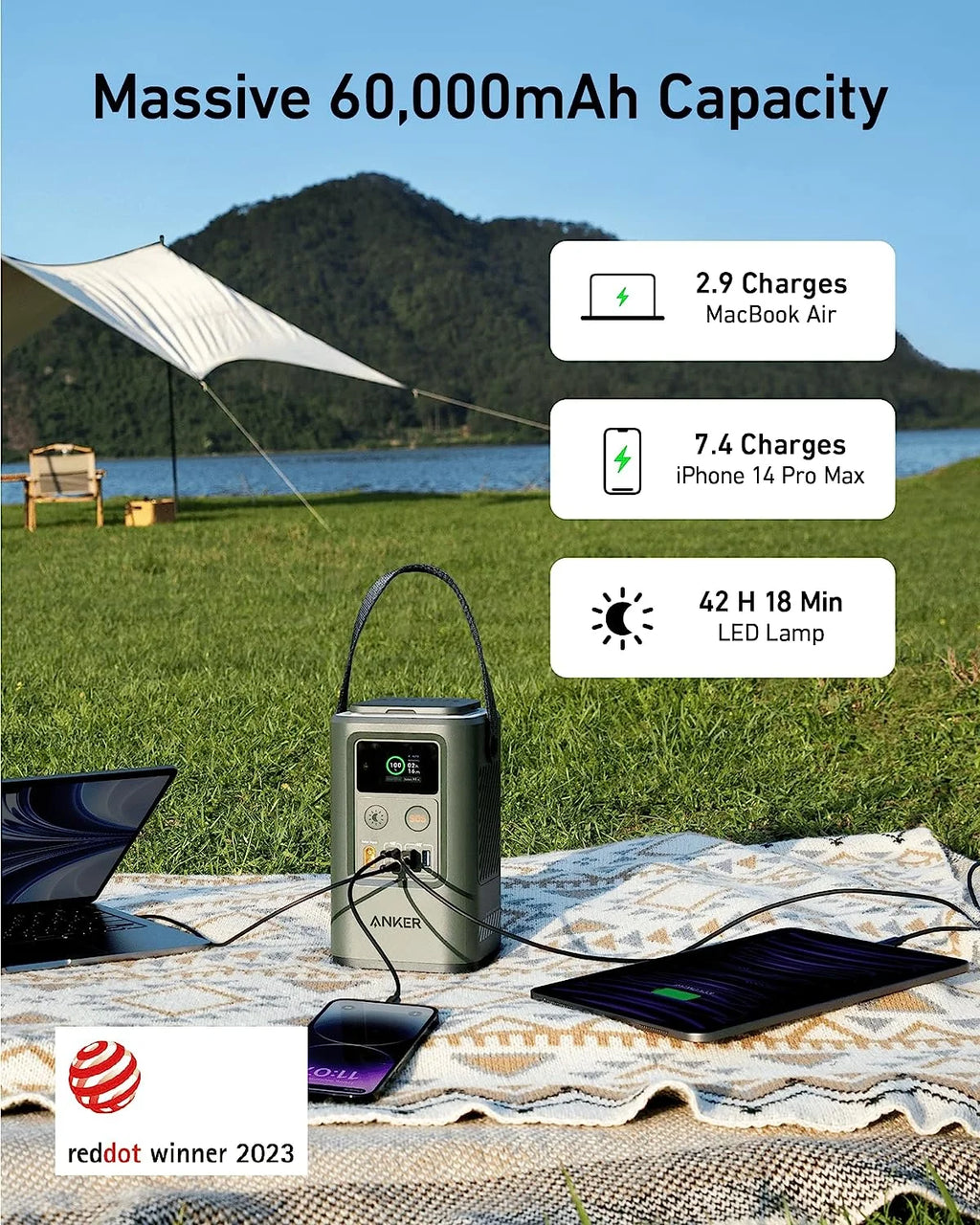 60,000mAh Portable Charger with Digital Display and SOS Mode H520864