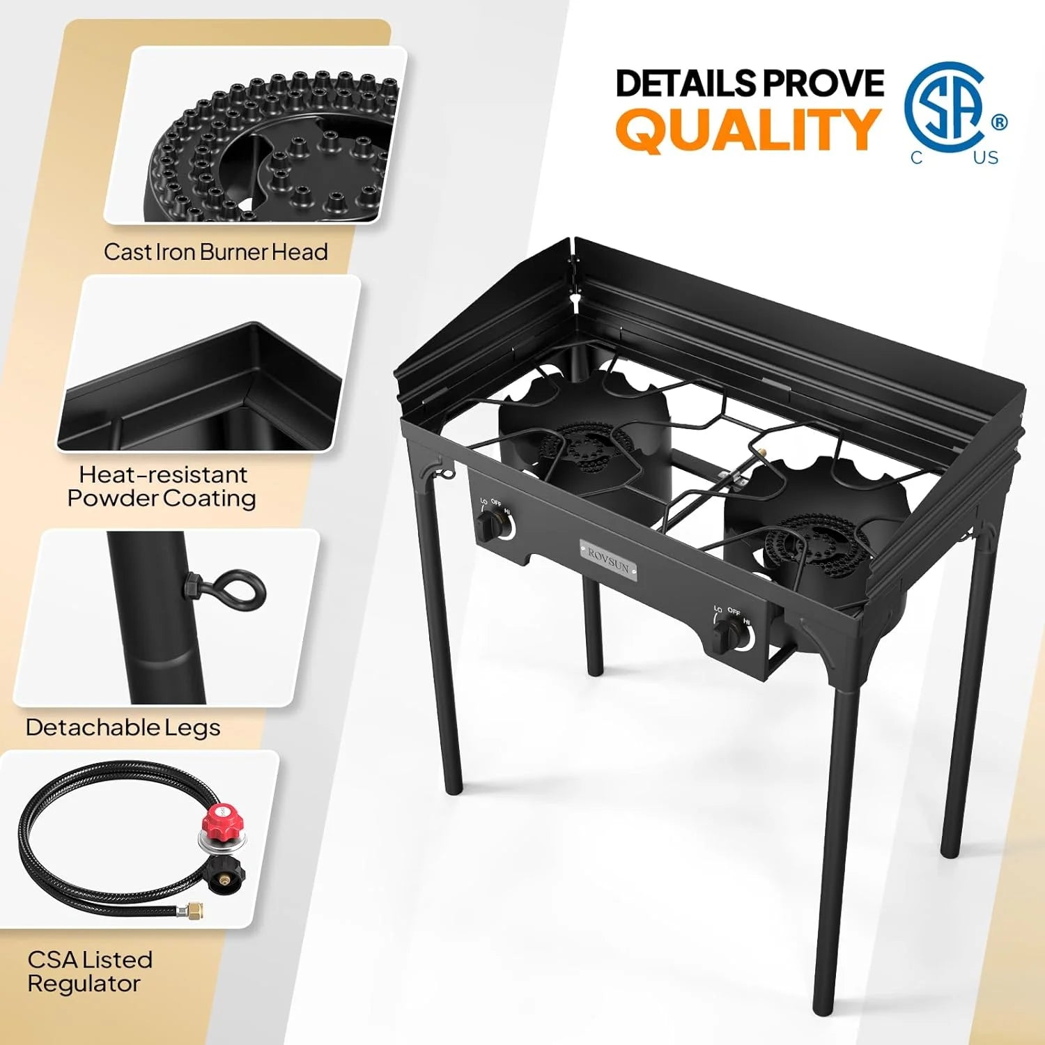 2 Burner Outdoor Propane Gas Stove with Windpanel, Carrying Bag & Regulator B313435