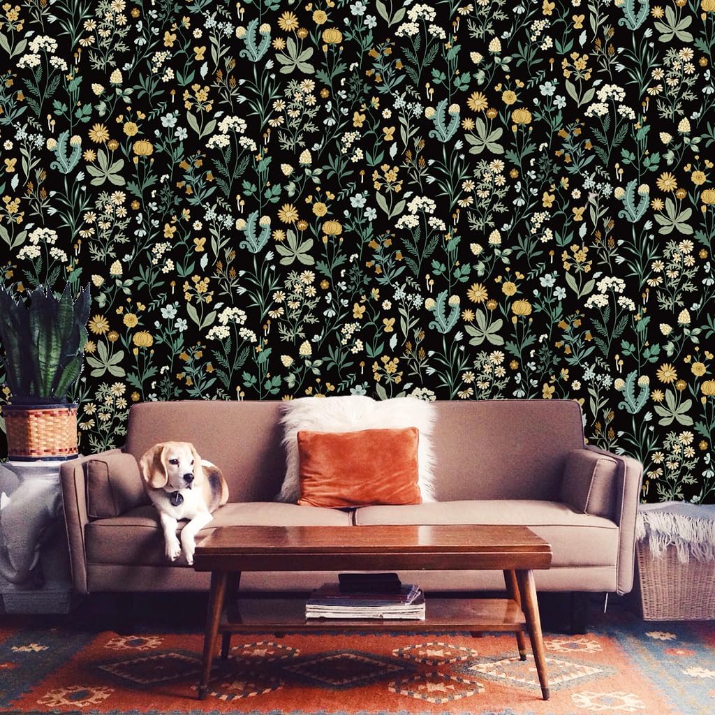 Dark Wild Floral Peel and Stick Wallpaper T532