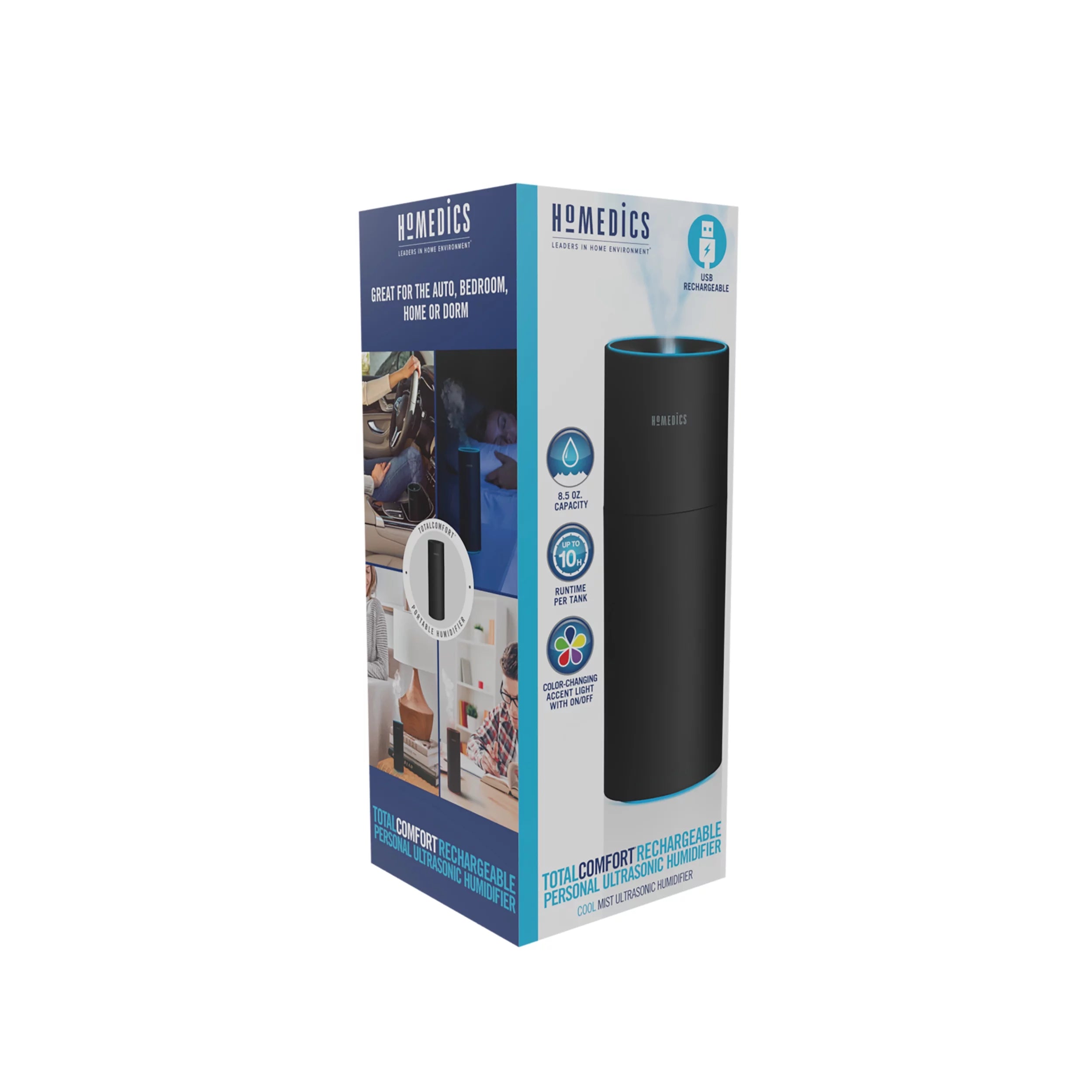 Portable Ultrasonic Humidifier, Cordless, Desktop, Travel, 10-Hour Runtime, Quiet Cool Mist E2684