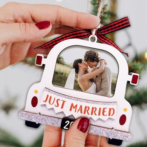 Christmas Ornament Picture Frame - Wooden Landscape Photo Frame for Tree U347