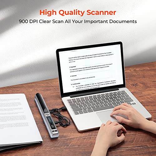 Portable Scanner for A4 Documents Photos, 900 DPI, Flat Scanning, Includes 16G SD Card I7693