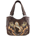 Justin West Horse Floral Embroidered Studded CCW Concealed Carry Shoulder Purse Handbag