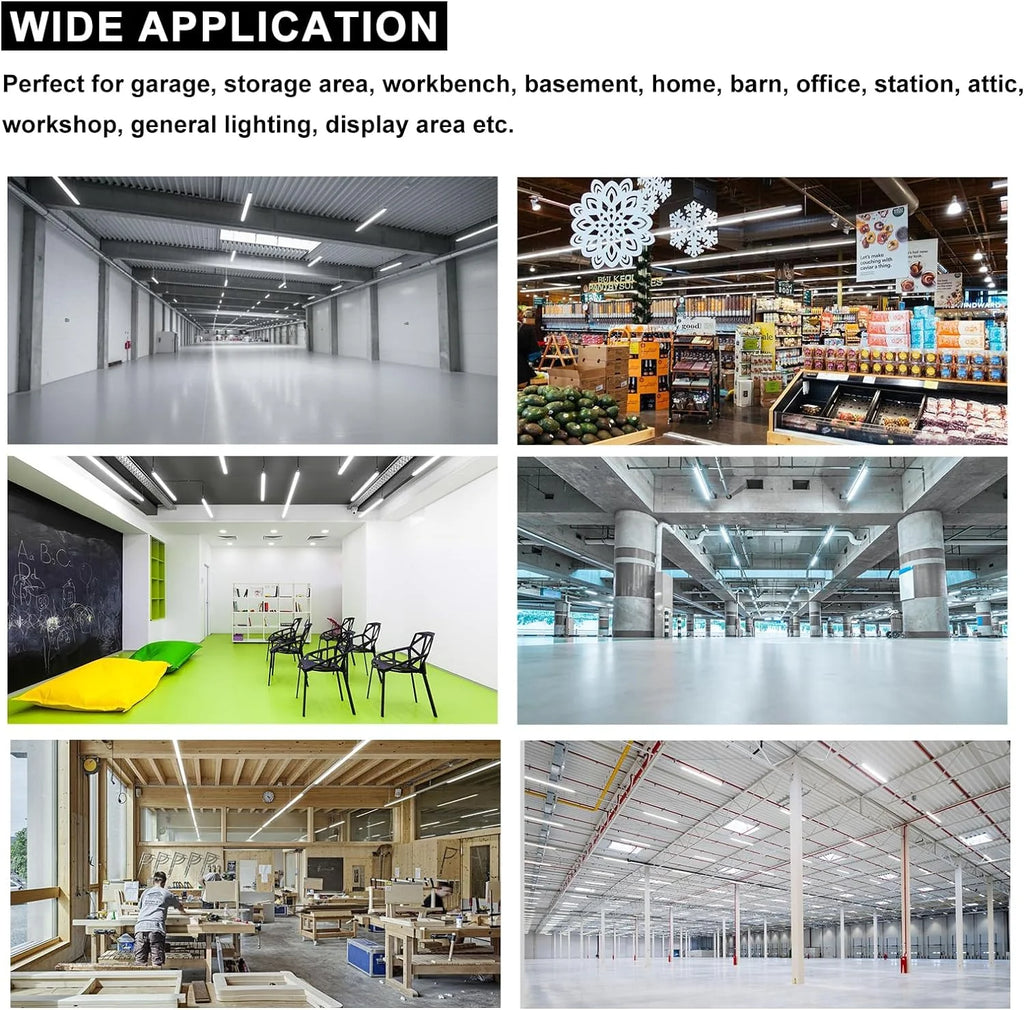 LED Shop Lights 4FT 50W 7750 Lumen 6000K Clear Cover V-Shape Linkable Plug and Play for Garage Workshop 10 Pack Z3994