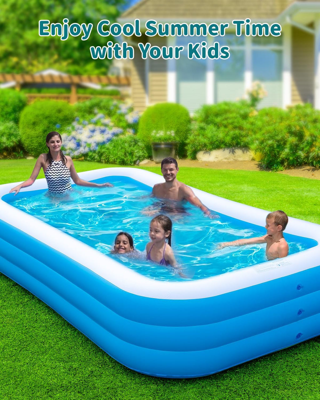 Inflatable Pool with Pump for Adults, Backyard Summer Swimming Pool L16304