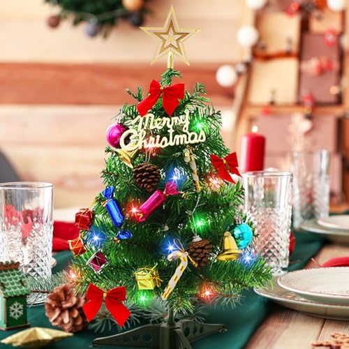 20 Inch Christmas Tabletop Tree with LED Lights and Star Topper B4313