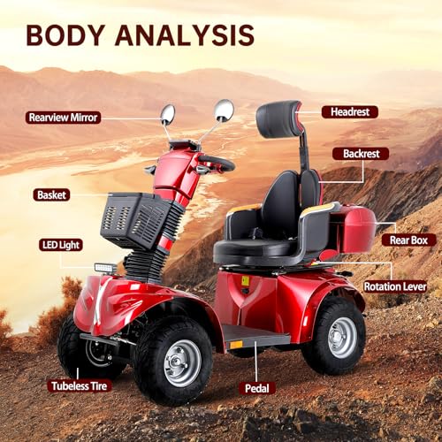Heavy Duty 4 Wheel Mobility Scooter for Seniors & Adults, 500 lbs Capacity S153