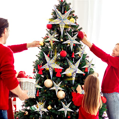 20 Set Christmas Paper Star Lanterns with LED Lights Hanging Decor N8251