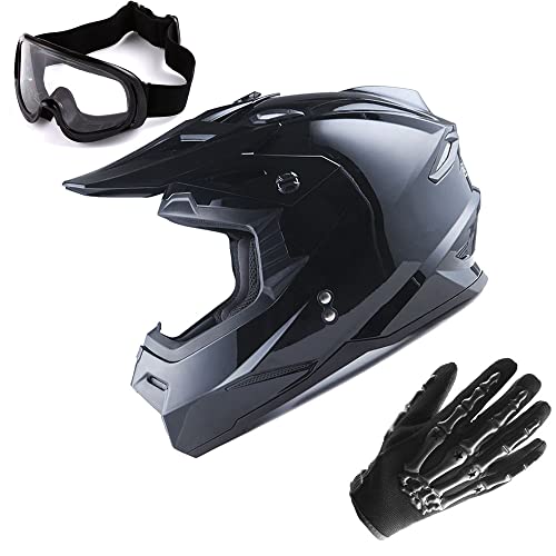 Adult Motocross Helmet Full Face Racing Style Matt Black D9788