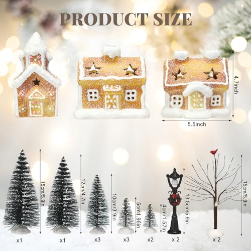LED Christmas Gingerbread Village Decor with Houses and Trees X541