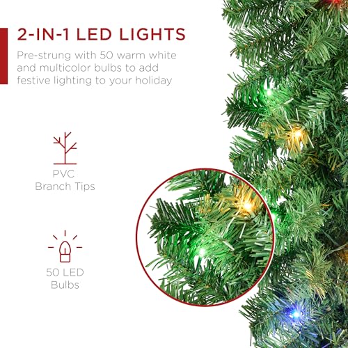 Pre-Lit Holiday Christmas Garland for Stairs, Fireplace with 50 Lights U582051