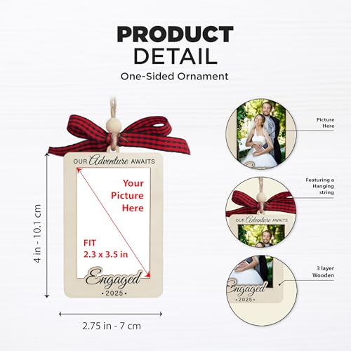Christmas Ornament Picture Frame - Wooden Landscape Photo Frame for Tree U347