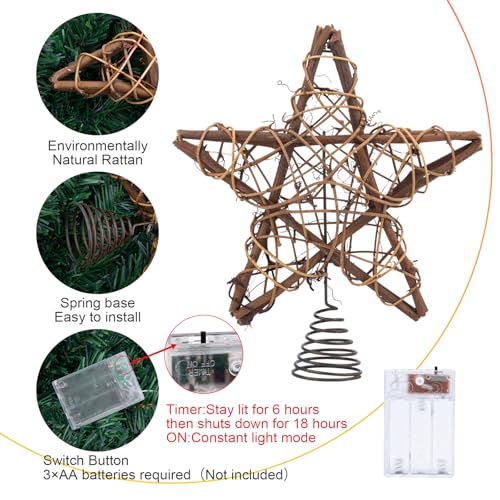 Christmas Tree Topper Star with Warm White Light, 8.7 Inch B717833