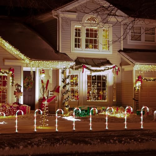 Candy Cane Solar Pathway Lights 15FT Outdoor Christmas Yard Decor E828701
