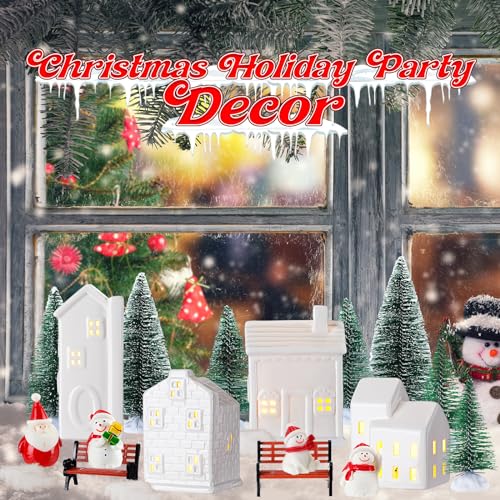Ceramic Christmas Village Set with LED Houses and Trees M895