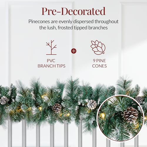 Pre-Lit Holiday Christmas Garland for Stairs, Fireplace with 50 Lights U582051