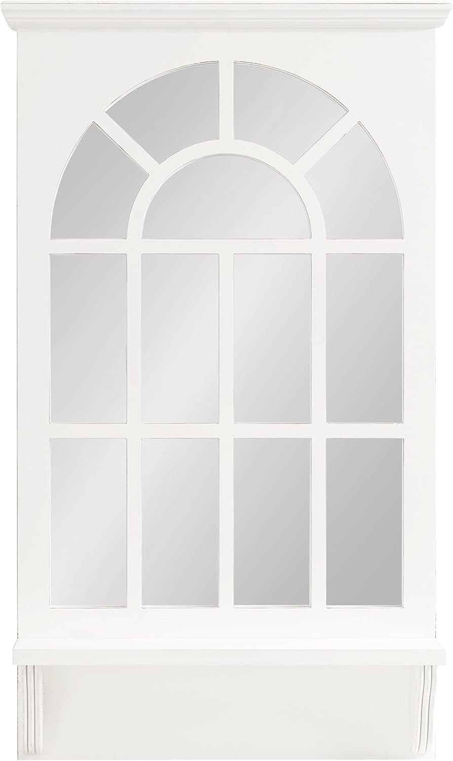 Arched Wall Mirror with Display Shelf, White, 21 x 36 A203830