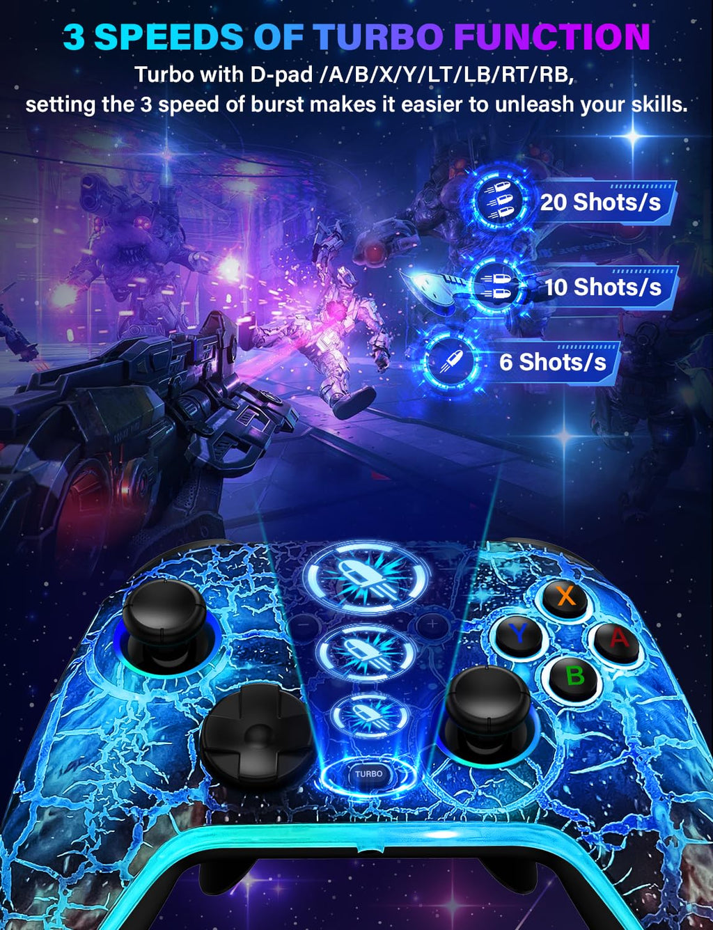 Wireless Switch Controller with RGB LED, Rechargeable Gamepad N3304