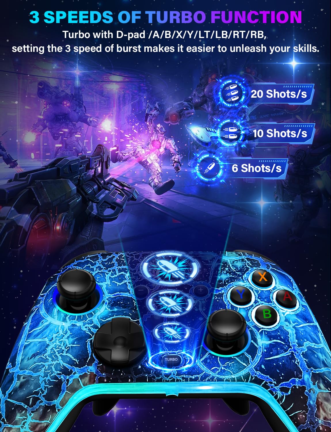 Wireless Switch Controller with RGB LED, Rechargeable Gamepad N3304