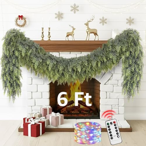 9ft Prelit Faux Pine Garland with Lights for Mantle K657616