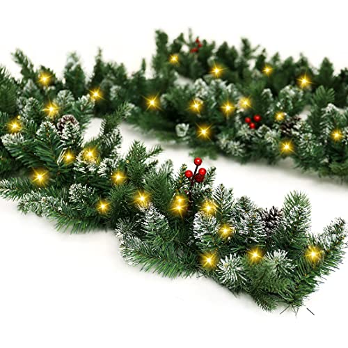 Pre-lit Christmas Garland with Lights for Indoor Outdoor Decor Y385715