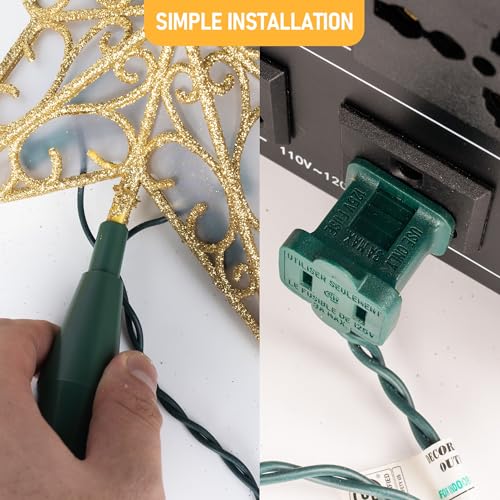 Glitter Star Tree Topper with Lights, Gold I966054