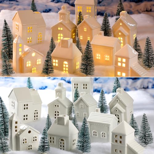 Ceramic Christmas Village Set with Lighted Houses and Trees R504760