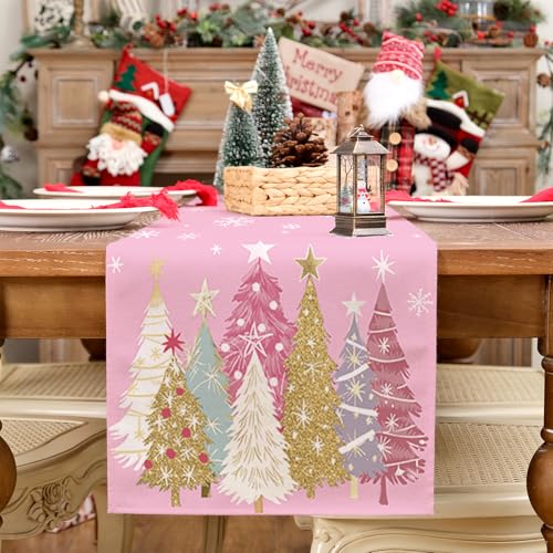 Christmas Table Runner 13x72 Inch, Red Winter Holiday Decor H348