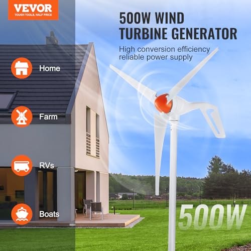 500W Wind Turbine Generator, 12V with MPPT Controller, 3-Blade C13368