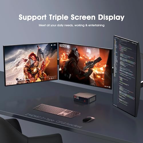 Mini PC N100 16GB DDR4 512GB SSD, 4K Triple Displays, Quiet Desktop Computer T8058