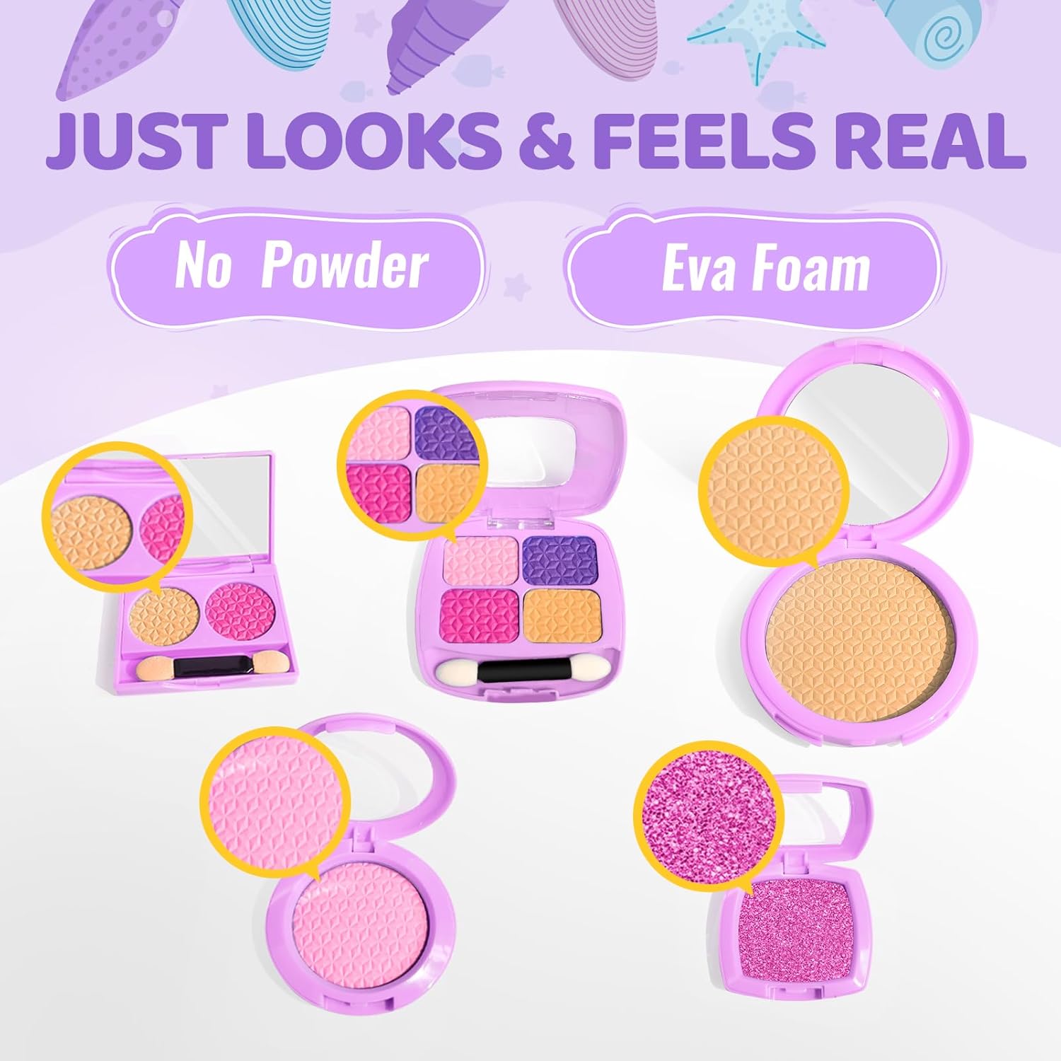 Pretend Makeup for Toddlers, Mermaid Toy Purse for Girls, Toddler Makeup Kit R76507