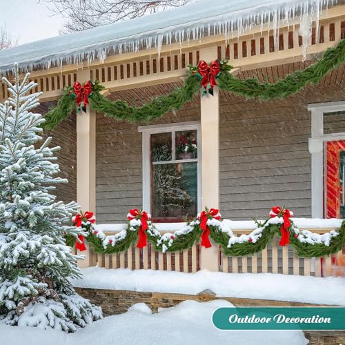9ft Pine Garland with Lights, Artificial Greenery for Mantle Fireplace Holiday Decor Z5285
