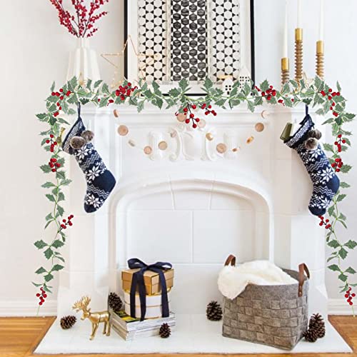 6.6 ft Christmas Garland with Faux Cedar and Glitter Berry P303