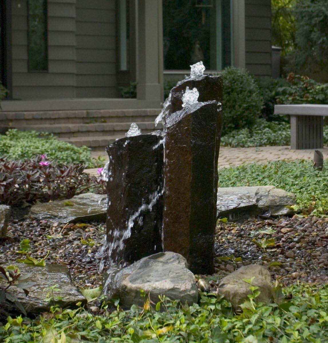 Basalt Stone Fountain Columns, Set of 3 B80748