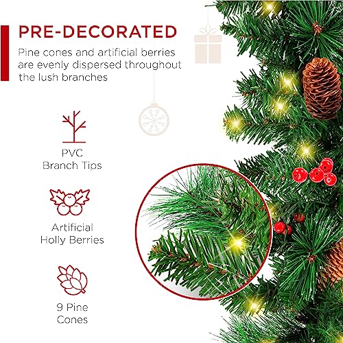 Pre-Lit Holiday Christmas Garland for Stairs, Fireplace with 50 Lights U582051