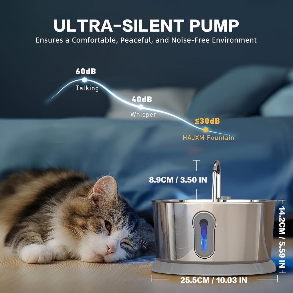 Wireless Cat Water Fountain, 4L Stainless Steel with App Control V97128